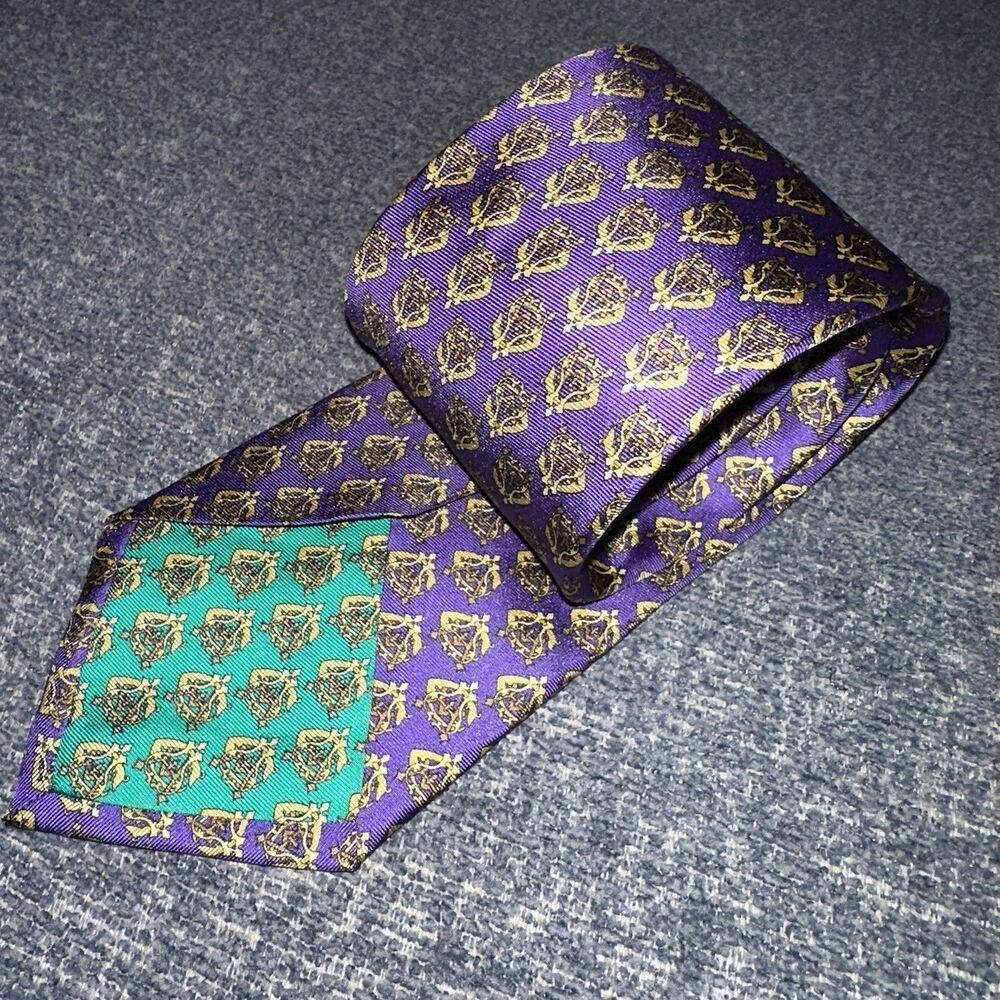 Nola Couture New Orleans Tie Purple Gold Exclusive Bienville Club 100% Silk